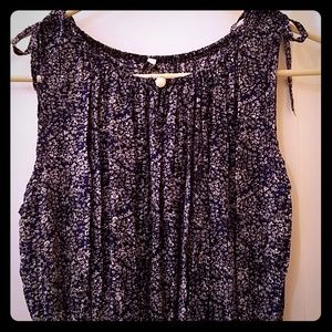 Blue with White Flower Design Maxi Dress